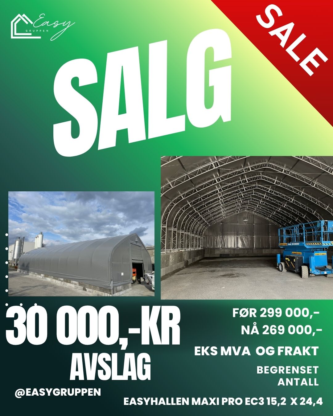 Lagerhall Maxi Pro EC3 - 15,2 x 24,4 x 7,9 meter