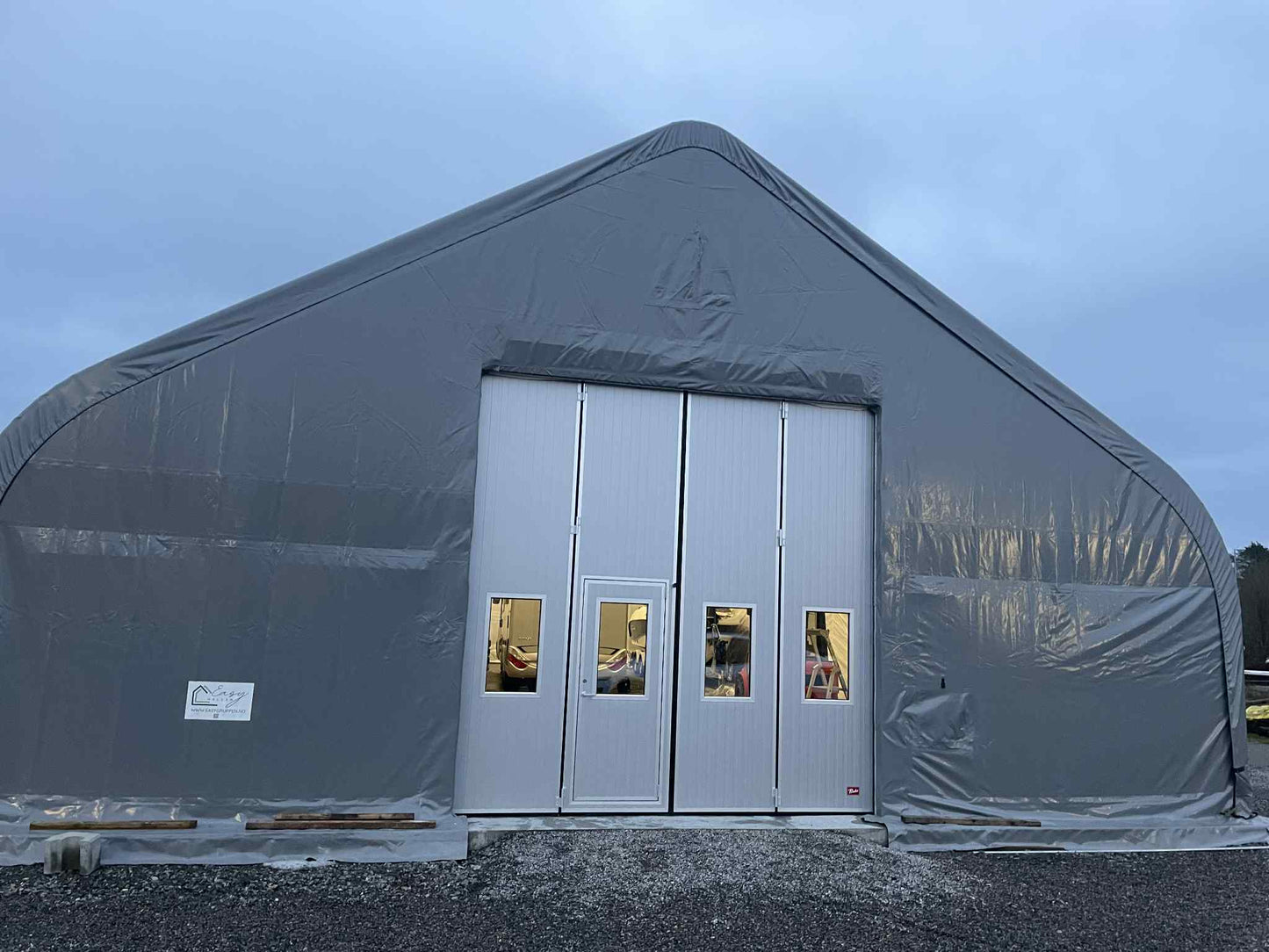 Easyhallen EC3 Premium - Maxi 12,2x19,5 meter med foldeport 4x4 meter