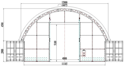 Easyhallen - Frontvegg til containertelt - 40 fot - med port - Easy Gruppen